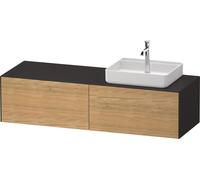 Vanity Unit For Countertop Basin Duravit White Tulip 2 illuminated drawers, right washbasin 1600x408mm Naturel Oak solid/Graphite Satin Mat WT4864RH5580010