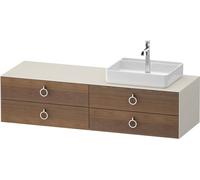 Vanity Unit For Countertop Basin Duravit White Tulip 4 illuminated drawers, handles, right washbasin 1600x408mm American walnut massive/Nordic White Silk Matt WT4995R77390010