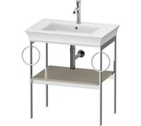 Vanity Unit For Countertop Basin Duravit White Tulip Metal console, shelf, 2 towel rails 684x760mm Taupe Silk Matt WT4546B6060