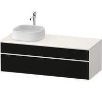 Vanity Unit For Countertop Basin Duravit Zencha left, 2 drawers 1300x442x550mm Black Line Structure/White Super Matt ZE4822L63840000