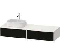 Vanity Unit For Countertop Basin Duravit Zencha left, 2 drawers 1600x281x550mm Black Line Structure/White Super Matt ZE4814L63840000
