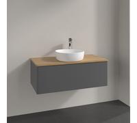 Vanity Unit For Countertop Basin Villeroy and Boch Antao 1 hole 1 drawer 1000x360x500mm Anthracite Matt Laquered/Honey Oak