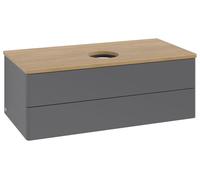 Vanity Unit For Countertop Basin Villeroy and Boch Antao 2 drawers 1000x360x500mm Anthracite Matt Laquered/Honey Oak