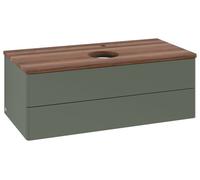 Vanity Unit For Countertop Basin Villeroy and Boch Antao 2 drawers 1000x360x500mm Leaf Green Matt Lacquer/Warm Walnut