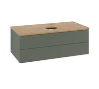 Vanity Unit For Countertop Basin Villeroy and Boch Antao 2 drawers 1000x360x500mm Leaf Green Matt Lacquer/Honey Oak