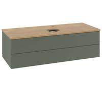 Vanity Unit For Countertop Basin Villeroy and Boch Antao 2 drawers 1200x360x500mm Leaf Green Matt Lacquer/Honey Oak