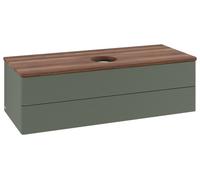 Vanity Unit For Countertop Basin Villeroy and Boch Antao 2 drawers 1200x360x500mm Leaf Green Matt Lacquer/Warm Walnut