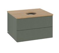 Vanity Unit For Countertop Basin Villeroy and Boch Antao 2 drawers 600x360x500mm Leaf Green Matt Lacquer/Honey Oak
