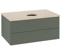 Vanity Unit For Countertop Basin Villeroy and Boch Antao 2 drawers 800x360x500mm Leaf Green Matt Lacquer/Boticcino