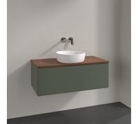 Vanity Unit For Countertop Basin Villeroy and Boch Antao Light 1 drawer 1000x360x500mm Leaf Green Matt Lacquer/Warm Walnut