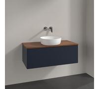 Vanity Unit For Countertop Basin Villeroy and Boch Antao Light 1 drawer 1000x360x500mm Midnight Blue Matt Lacquer/Warm Walnut