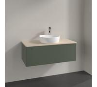 Vanity Unit For Countertop Basin Villeroy and Boch Antao Light 1 hole 1 drawer 1000x360x500mm Leaf Green Matt Lacquer/Boticcino