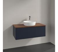 Vanity Unit For Countertop Basin Villeroy and Boch Antao Light 1 hole 1 drawer 1000x360x500mm Midnight Blue Matt Lacquer/Warm Walnut
