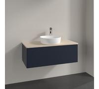 Vanity Unit For Countertop Basin Villeroy and Boch Antao Light 1 hole 1 drawer 1000x360x500mm Midnight Blue Matt Lacquer/Boticcino