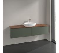 Vanity Unit For Countertop Basin Villeroy and Boch Antao Light 1 hole 2 drawers 1600x360x500mm Leaf Green Matt Lacquer/Warm Walnut