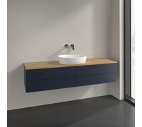 Vanity Unit For Countertop Basin Villeroy and Boch Antao Light 4 drawers 1600x360x500mm Midnight Blue Matt Lacquer/Honey Oak