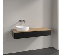Vanity Unit For Countertop Basin Villeroy and Boch Antao on the left 1 drawer 1200x190x500mm Black Matt Laquered/Honey Oak