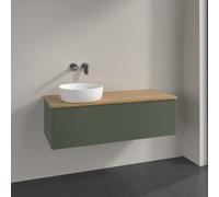 Vanity Unit For Countertop Basin Villeroy and Boch Antao on the left 1 drawer 1200x360x500mm Leaf Green Matt Lacquer/Honey Oak