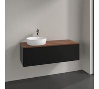 Vanity Unit For Countertop Basin Villeroy and Boch Antao on the left 1 hole 1 drawer 1200x360x500mm Black Matt Laquered/Warm Walnut