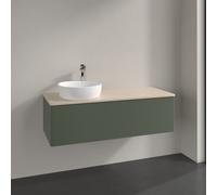 Vanity Unit For Countertop Basin Villeroy and Boch Antao on the left 1 hole 1 drawer 1200x360x500mm Leaf Green Matt Lacquer/Boticcino