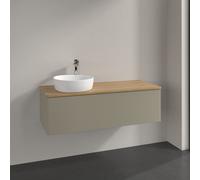 Vanity Unit For Countertop Basin Villeroy and Boch Antao on the left 1 hole 1 drawer 1200x360x500mm Stone Grey Matt Lacquer/Honey Oak