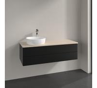 Vanity Unit For Countertop Basin Villeroy and Boch Antao on the left 1 hole 2 drawers 1200x360x500mm Black Matt Laquered/Boticcino