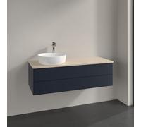 Vanity Unit For Countertop Basin Villeroy and Boch Antao on the left 1 hole 2 drawers 1200x360x500mm Midnight Blue Matt Lacquer/Boticcino