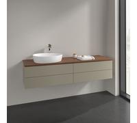 Vanity Unit For Countertop Basin Villeroy and Boch Antao on the left 1 hole 4 drawers 1600x360x500mm Stone Grey Matt Lacquer/Warm Walnut