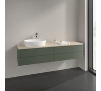 Vanity Unit For Countertop Basin Villeroy and Boch Antao on the left 1 hole 4 drawers 1600x360x500mm Leaf Green Matt Lacquer/Boticcino