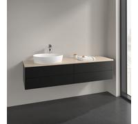 Vanity Unit For Countertop Basin Villeroy and Boch Antao on the left 1 hole 4 drawers 1600x360x500mm Black Matt Laquered/Boticcino
