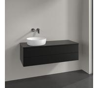 Vanity Unit For Countertop Basin Villeroy and Boch Antao on the left 2 drawers 1200x360x500mm Black Matt Laquered