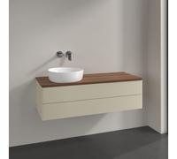 Vanity Unit For Countertop Basin Villeroy and Boch Antao on the left 2 drawers 1200x360x500mm Silk Grey Matt Lacquer/Warm Walnut