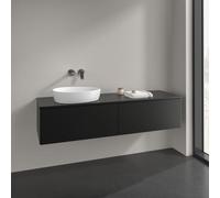 Vanity Unit For Countertop Basin Villeroy and Boch Antao on the left 2 drawers 1600x360x500mm Black Matt Laquered