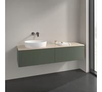 Vanity Unit For Countertop Basin Villeroy and Boch Antao on the left 2 drawers 1600x360x500mm Leaf Green Matt Lacquer/Boticcino