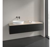 Vanity Unit For Countertop Basin Villeroy and Boch Antao on the left 4 drawers 1600x360x500mm Black Matt Laquered/Boticcino