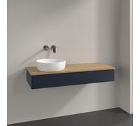 Vanity Unit For Countertop Basin Villeroy and Boch Antao on the left Light 1 drawer 1200x190x500mm Midnight Blue Matt Lacquer/Honey Oak