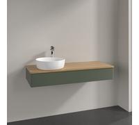 Vanity Unit For Countertop Basin Villeroy and Boch Antao on the left Light 1 hole 1 drawer 1200x190x500mm Leaf Green Matt Lacquer/Honey Oak