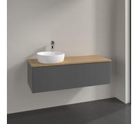Vanity Unit For Countertop Basin Villeroy and Boch Antao on the left Light 1 hole 1 drawer 1200x360x500mm Anthracite Matt Laquered/Honey Oak