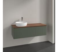 Vanity Unit For Countertop Basin Villeroy and Boch Antao on the left Light 1 hole 1 drawer 1200x360x500mm Leaf Green Matt Lacquer/Warm Walnut