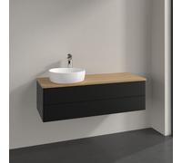Vanity Unit For Countertop Basin Villeroy and Boch Antao on the left Light 1 hole 2 drawers 1200x360x500mm Black Matt Laquered/Honey Oak