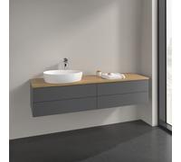 Vanity Unit For Countertop Basin Villeroy and Boch Antao on the left Light 1 hole 4 drawers 1600x360x500mm Anthracite Matt Laquered/Honey Oak
