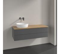 Vanity Unit For Countertop Basin Villeroy and Boch Antao on the left Light 2 drawers 1200x360x500mm Anthracite Matt Laquered/Honey Oak