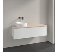 Vanity Unit For Countertop Basin Villeroy and Boch Antao on the left with Structure, 1 drawer 1200x360x500mm White Matt Laquered/Boticcino