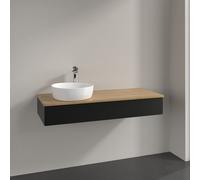 Vanity Unit For Countertop Basin Villeroy and Boch Antao on the left with Structure, 1 hole 1 drawer 1200x190x500mm Black Matt Laquered/Honey Oak
