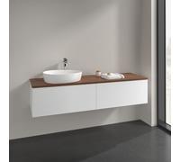 Vanity Unit For Countertop Basin Villeroy and Boch Antao on the left with Structure, 1 hole 2 drawers 1600x360x500mm White Matt Laquered/Warm Walnut