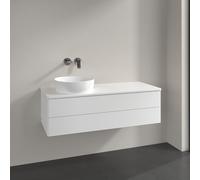 Vanity Unit For Countertop Basin Villeroy and Boch Antao on the left with Structure, 2 drawers 1200x360x500mm White Matt Laquered