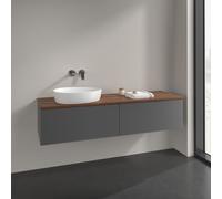 Vanity Unit For Countertop Basin Villeroy and Boch Antao on the left with Structure, 2 drawers 1600x360x500mm Anthracite Matt Laquered/Warm Walnut