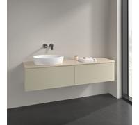 Vanity Unit For Countertop Basin Villeroy and Boch Antao on the left with Structure, 2 drawers 1600x360x500mm Silk Grey Matt Lacquer/Boticcino