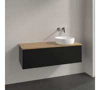 Vanity Unit For Countertop Basin Villeroy and Boch Antao on the right 1 drawer 1200x360x500mm Black Matt Laquered/Honey Oak