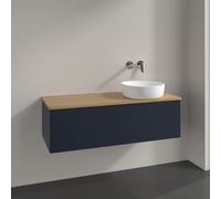Vanity Unit For Countertop Basin Villeroy and Boch Antao on the right 1 drawer 1200x360x500mm Midnight Blue Matt Lacquer/Honey Oak